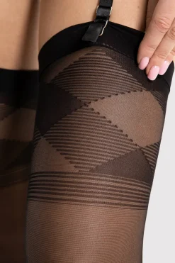 Sheer Stockings | £30 And Under>FiORE Losagne Stockings 20 Denier Black