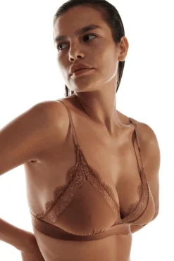 Triangle Bras | Wireless Bras>Love Stories Love Lace Triangle Bralette Medium Brown