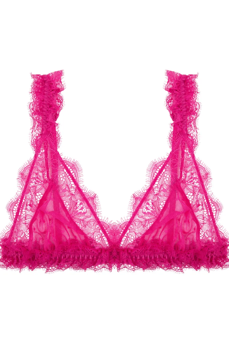 Wireless Bras | Triangle Bras>Love Stories Love Lace Unpadded Triangle Bralette Pink