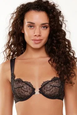 Balconette Bras & Demi Bras | Underwired Bras>Lingadore Lurex Lace Wire Bra Black/Gold