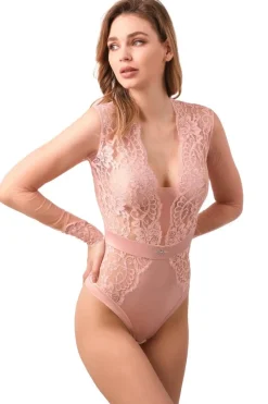 Sheer Lingerie | Bodysuits & Playsuits>Prelude Marlene Brazilian Body with Swarovski Crystals in Pink