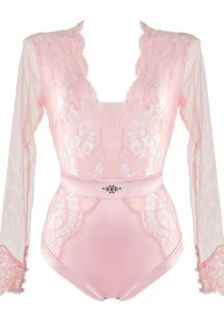 Sheer Lingerie | Bodysuits & Playsuits>Prelude Marlene Brazilian Body with Swarovski Crystals in Pink