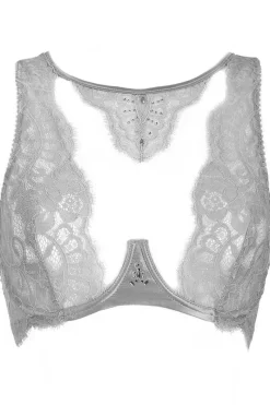 £30 And Under | Halterneck Bras>Prelude Marlene Fantasy Bra with Swarovski Crystals in Grey, Size UK 32B