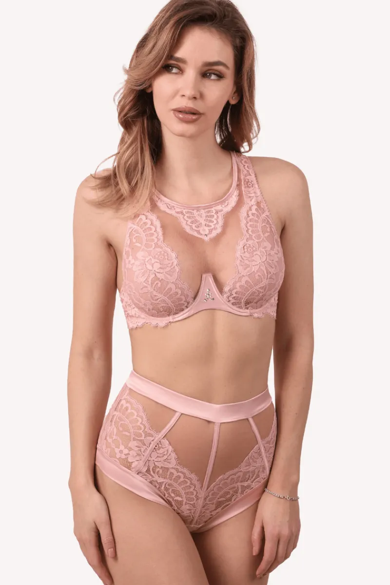 Halterneck Bras | Underwired Bras>Prelude Marlene Fantasy Bra with Swarovski Crystals in Pink