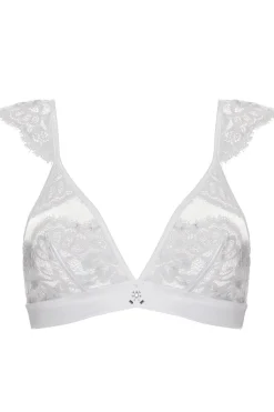Bridal & Honeymoon Lingerie | Wireless Bras>Prelude Marlene Triangle Bra with Swarovski Crystals in White