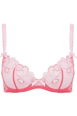 Sheer Lingerie | Plunge Bras>Agent Provocateur Maysie Plunge Underwired Bra Fuchsia/BabyPink