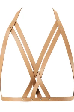 Pleasure | Harnesses>Bijoux Indiscrets Maze Vegan Leather Halter Bra Harness Light Brown