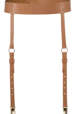 Pleasure | Suspender Belts>Bijoux Indiscrets Maze Vegan Leather Suspender Belt Brown