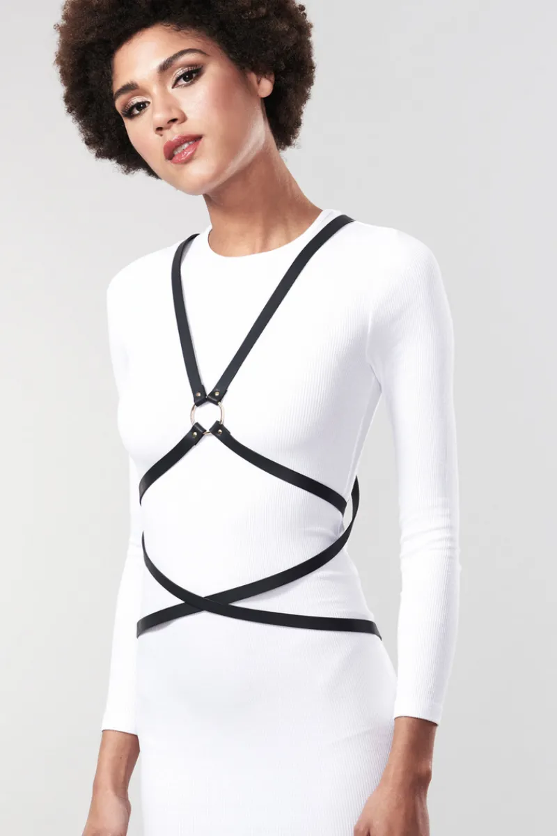 Pleasure>Bijoux Indiscrets Maze Vegan Leather Wrap Harness Black