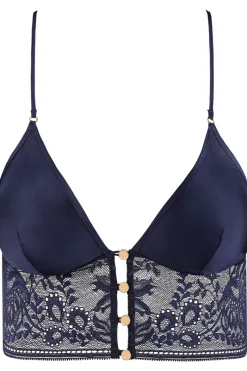 Silk Nightwear | Pyjama Tops>Aubade Midnight Whisper Silk Bralette Evening Blue