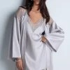 Silk Nightwear | Kimonos & Robes>Aubade Midnight Whisper Silk Kimono in Cosmos Silver