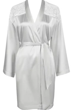 Silk Nightwear | Kimonos & Robes>Aubade Midnight Whisper Silk Kimono in Cosmos Silver