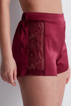 Silk Nightwear | Pyjama Pants & Shorts>Aubade Midnight Whisper Silk Shorts Crimson Red