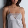 Silk Nightwear | Pyjama Tops>Aubade Midnight Whisper Silk Top in Cosmos Silver