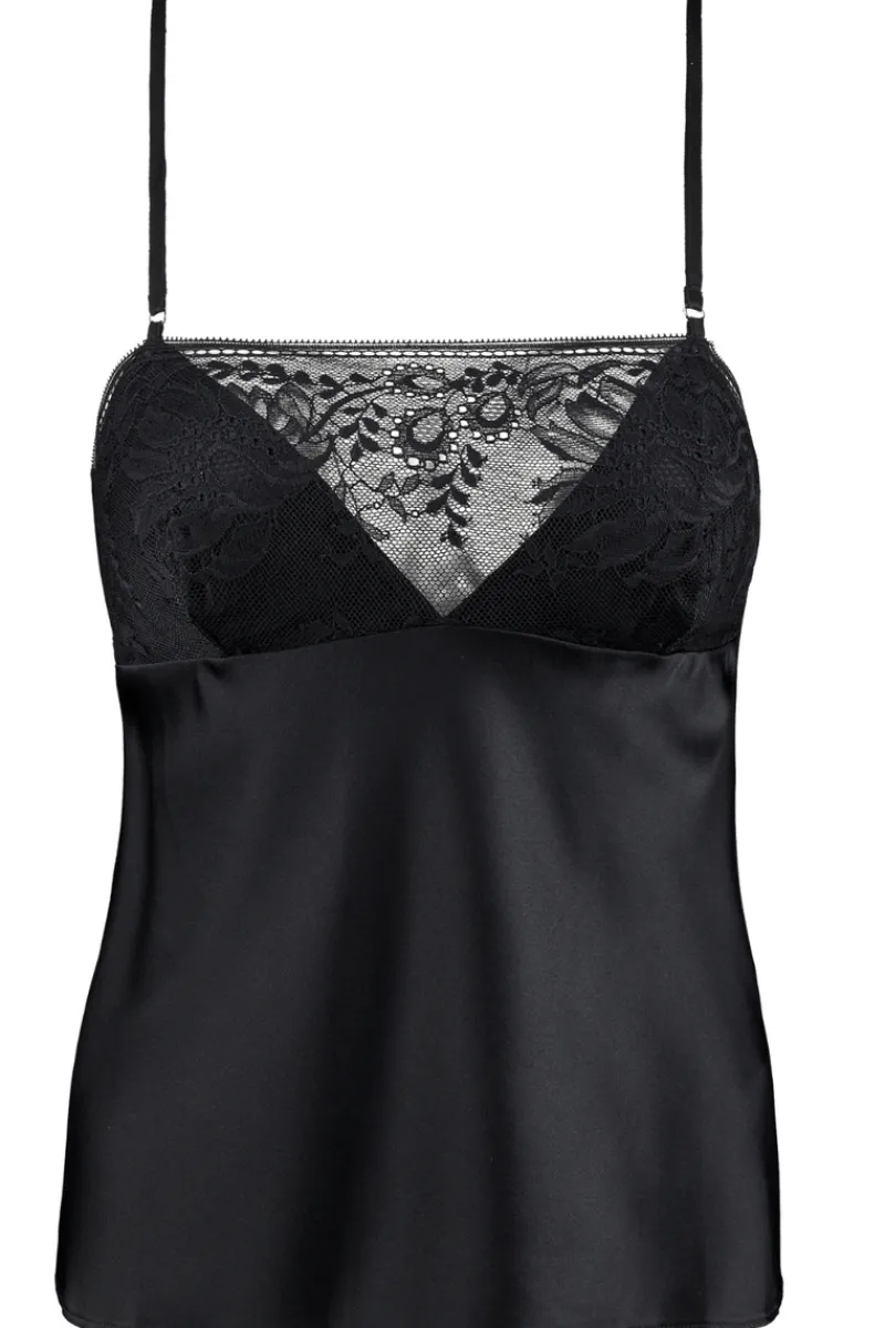Silk Nightwear | Pyjama Tops>Aubade Midnight Whisper Silk Top Black