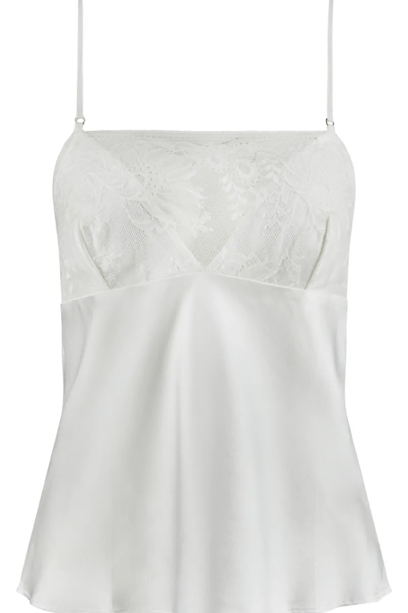 Silk Nightwear | Pyjama Tops>Aubade Midnight Whisper Silk Top Opale