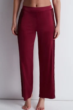 Silk Nightwear | Pyjama Pants & Shorts>Aubade Midnight Whisper Silk Trousers Crimson Red
