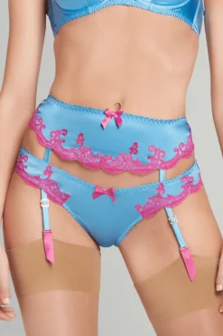 Suspender Belts | Suspender Belts>Agent Provocateur Molly Suspender, Size 2 (UK 8) Blue/Pink