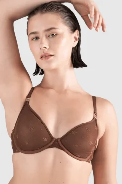 £30 And Under | Balconette Bras & Demi Bras>Nudea Monogram Mesh Demi Bra Espresso