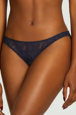 £30 And Under | Briefs>Coco de Mer Muse - Beatrice Lace Brazilian Knicker Navy
