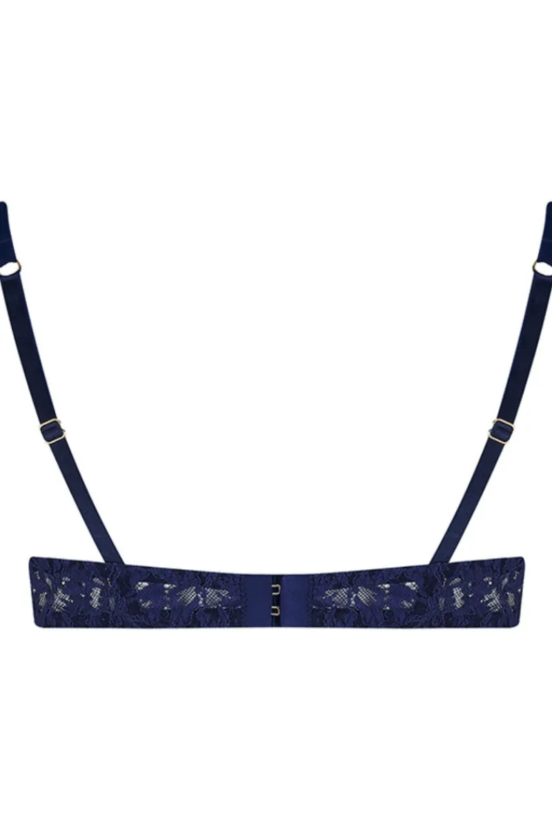 Underwired Bras>Coco de Mer Muse - Beatrice Lace Half Cup Bra Navy