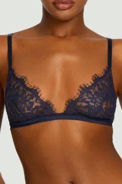 £30 And Under | Wireless Bras>Coco de Mer Muse - Beatrice Lace Triangle Bra Navy
