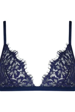£30 And Under | Wireless Bras>Coco de Mer Muse - Beatrice Lace Triangle Bra Navy
