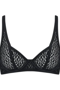 Plunge Bras | Underwired Bras>Coco de Mer Muse - Lana Underwired Plunge Bra Black