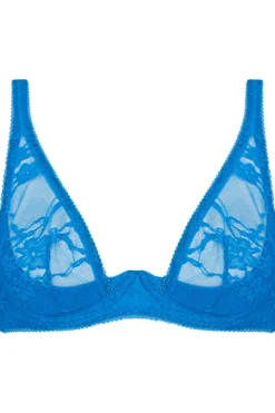 £30 And Under | Triangle Bras>Coco de Mer Muse - Mae High Apex Plunge Bra, Size UK 32D MaeBlue
