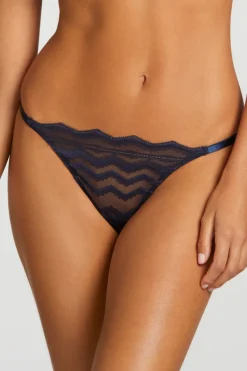 £30 And Under | Thongs & G-strings>Coco de Mer Muse - Margot G String in , Size XL (UK 14-16) Navy