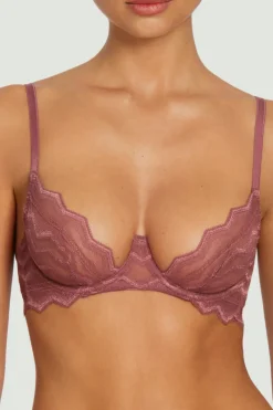 Sheer Lingerie | Plunge Bras>Coco de Mer Muse - Margot Plunge Bra DeepRose