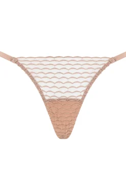 £30 And Under | Thongs & G-strings>Coco de Mer Muse - Talia Thong, Size XL (UK 14-16) WarmTaupe