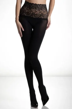 Black Tights | £30 And Under>Amour Naked Lace Top Tights 60 Denier Black