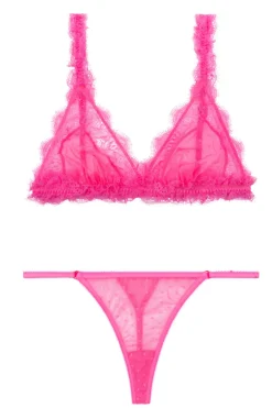 2 Piece Lingerie Sets | Lingerie Sets>Love Stories Neon Pink Triangle Bralette & Mini Thong set