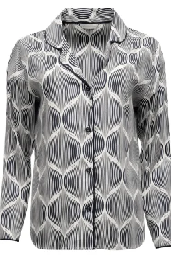 Pyjama Tops | £30 And Under>Cyberjammies Nicole Geo Print Long Sleeve Pyjama Top CreamMix