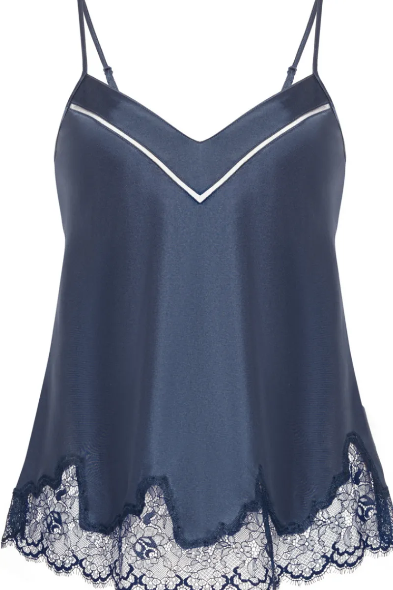 Silk Nightwear | Pyjama Tops>Simone Pérèle Nocturne Silk Camisole Cinder Blue