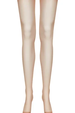 Seamed Stockings | Sheer Stockings>Maison Close Nude Cut & Curled White Seam Stockings 20 Denier