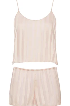 Pyjama Sets | 2 Piece Lingerie Sets>Cadolle Nude Striped Chiffon Nightwear Set NudeStripes
