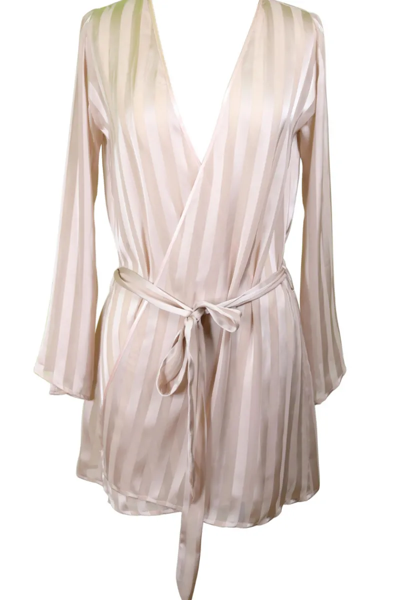 Kimonos & Robes | Sexy Lingerie>Cadolle Nude Striped Chiffon Robe NudeStripes