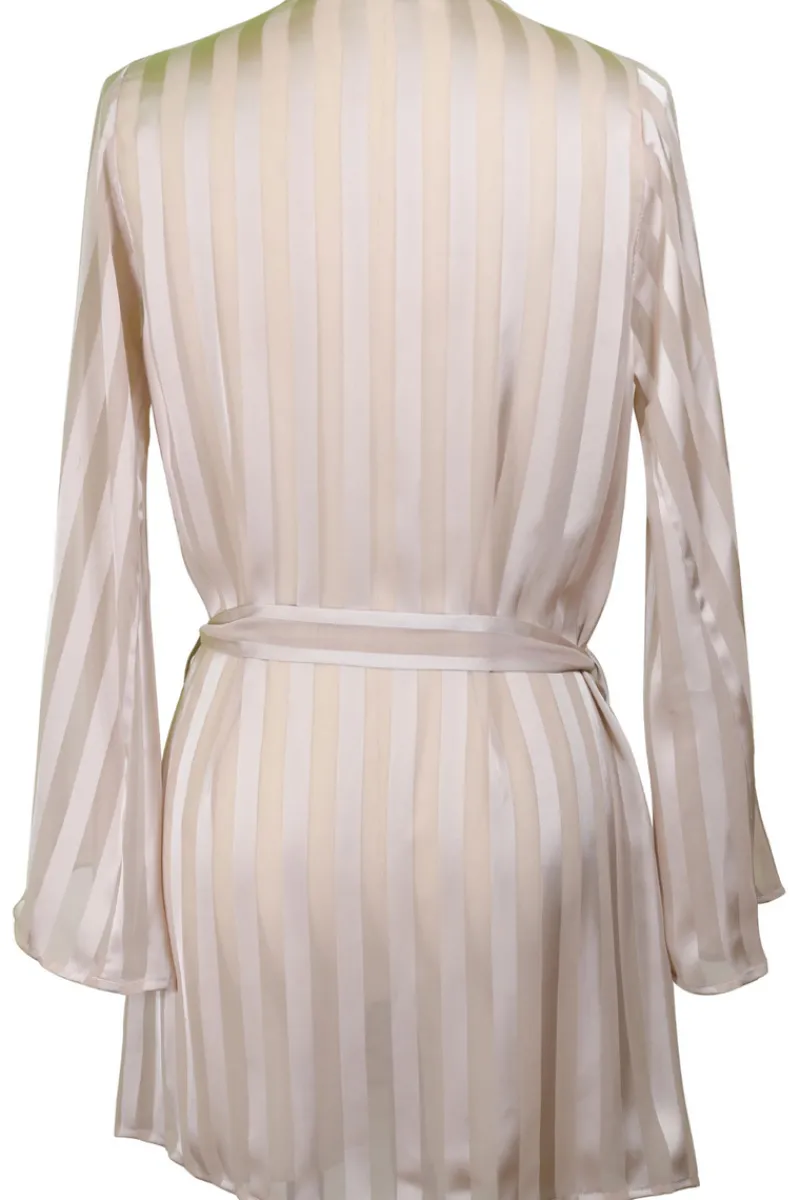 Kimonos & Robes | Sexy Lingerie>Cadolle Nude Striped Chiffon Robe NudeStripes