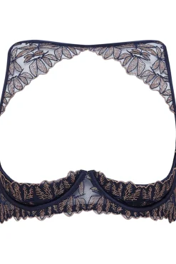 Cupless & 1/4 Cup Bras | Underwired Bras>Coco de Mer Odonata Quarter Cup Bra MidnightBlue
