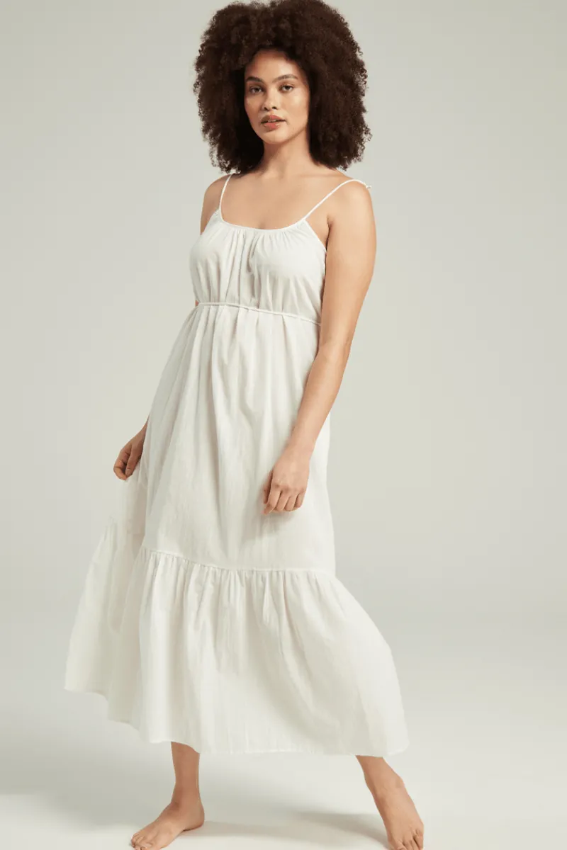 Bridal & Honeymoon Lingerie | Ready To Wear>Nudea Organic Cotton Maxi Trapeze Dress in White