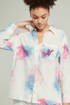 Pyjama Tops | Ready To Wear>Nudea Organic Cotton PJ Shirt in Watercolour