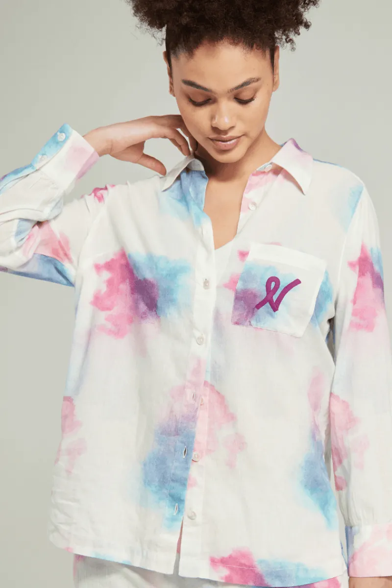 Pyjama Tops | Ready To Wear>Nudea Organic Cotton PJ Shirt in Watercolour