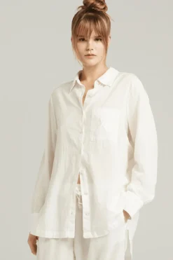 Pyjama Tops | Bridal & Honeymoon Lingerie>Nudea Organic Cotton PJ Shirt in White