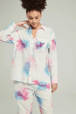 Pyjama Tops | Ready To Wear>Nudea Organic Cotton PJ Shirt in Watercolour