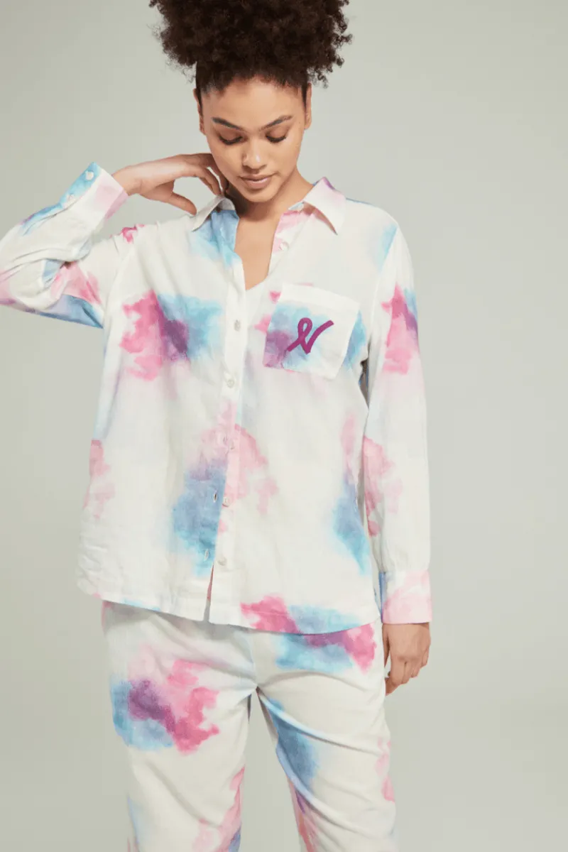 Pyjama Tops | Ready To Wear>Nudea Organic Cotton PJ Shirt in Watercolour
