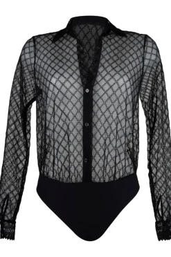 Luxury French Lingerie | Bodysuits & Playsuits>Louisa Bracq Paco Embroidery Blouse Bodysuit Black