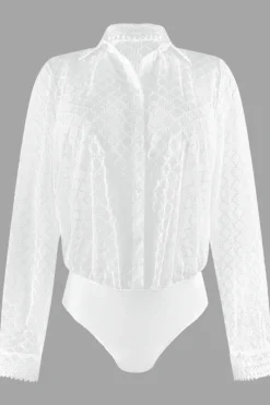 Luxury French Lingerie | Bodysuits & Playsuits>Louisa Bracq Paco Embroidery Blouse Bodysuit White