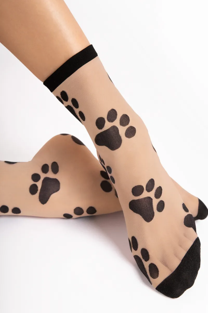 £30 And Under | Sheer Lingerie>FiORE Pawpaw Socks 20 Denier in Black/Light Natural